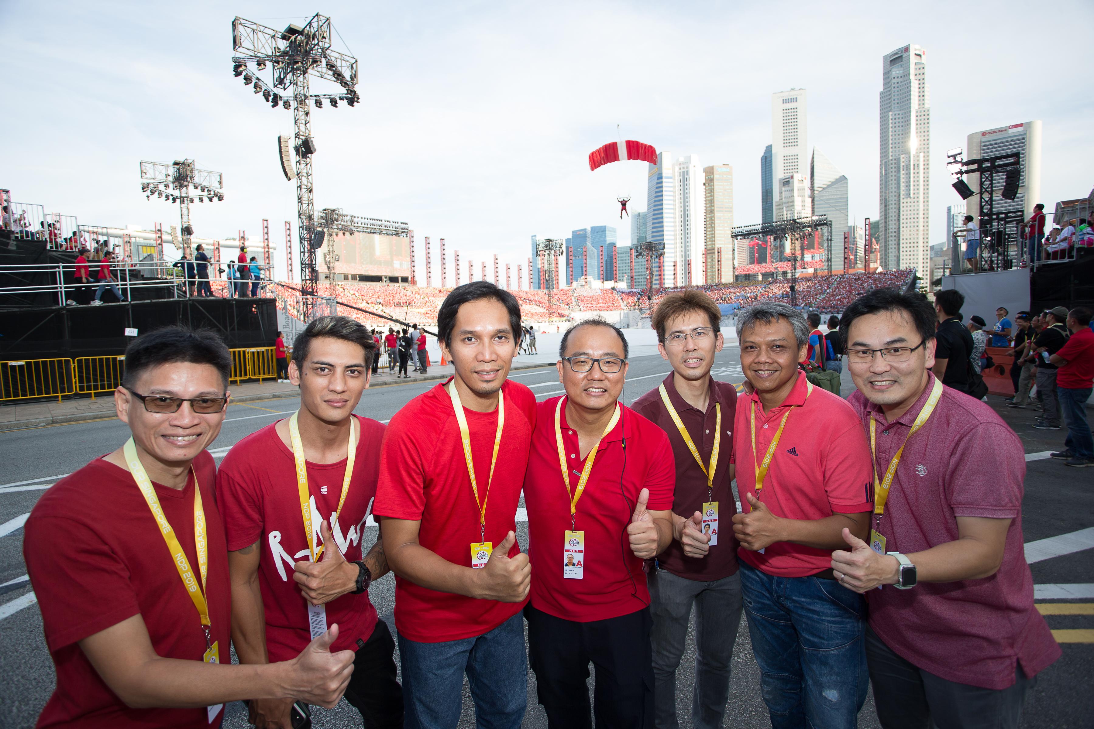 On Duty:(from left) Deputy Director Electrical Operations, Chong Hoi Fye, Technical Officer Mohammad Hussaini Bin Rahmat, Technical Officer Hirman Bin Ali, Senior Engineer Lee Yong Ta, Principal Engineer Lau Zhi Wei, Senior Engineer Aidir Bin Jamil, and Director Electrical Operations, Cedric Lee.