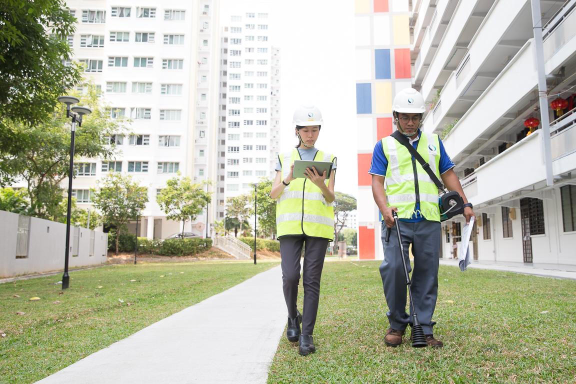 Lydia and her team member checking for gas leaks along the pipelines