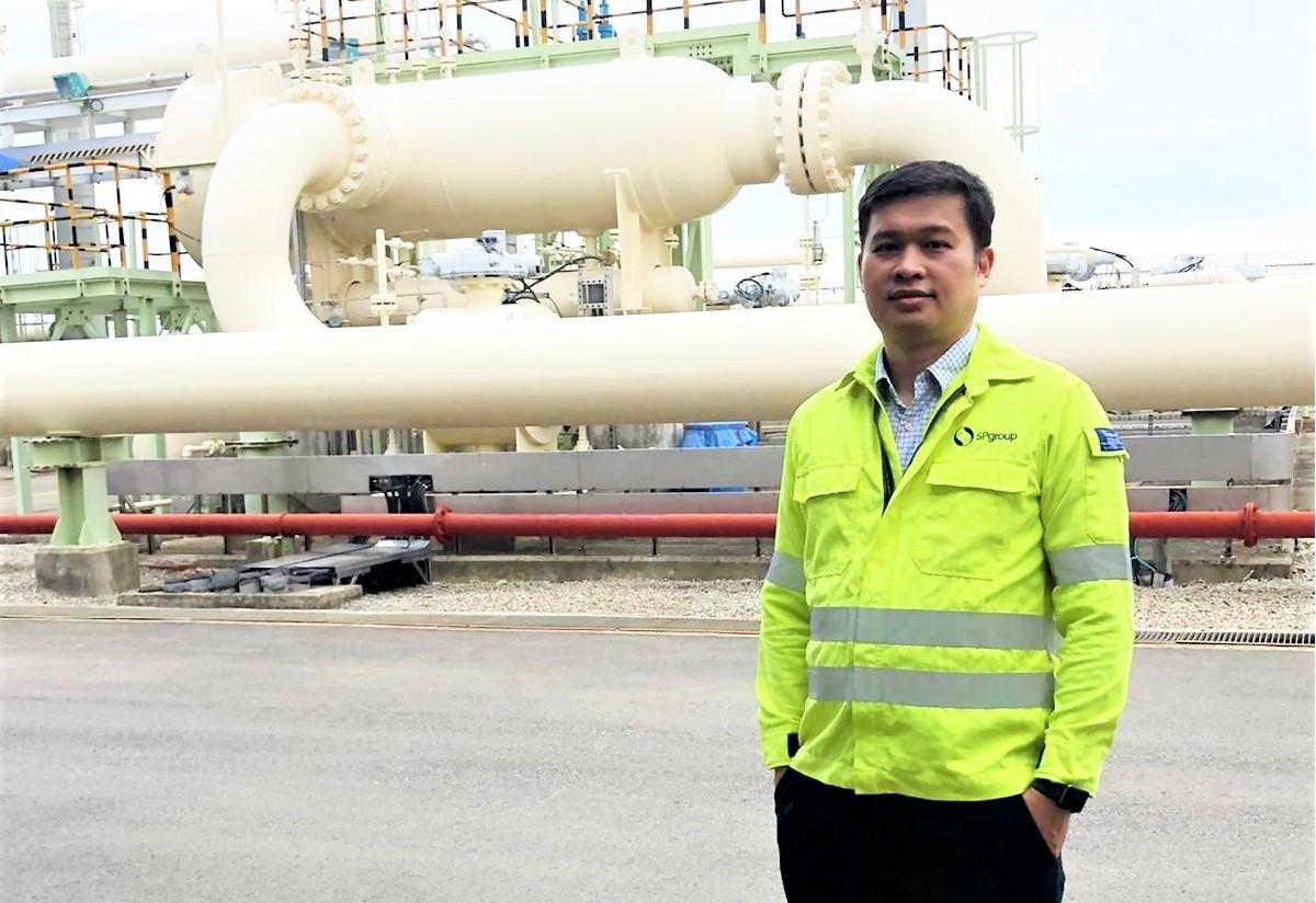 Ong Sheau Chin at the Sakra Gas Receiving Facility in Jurong Island.