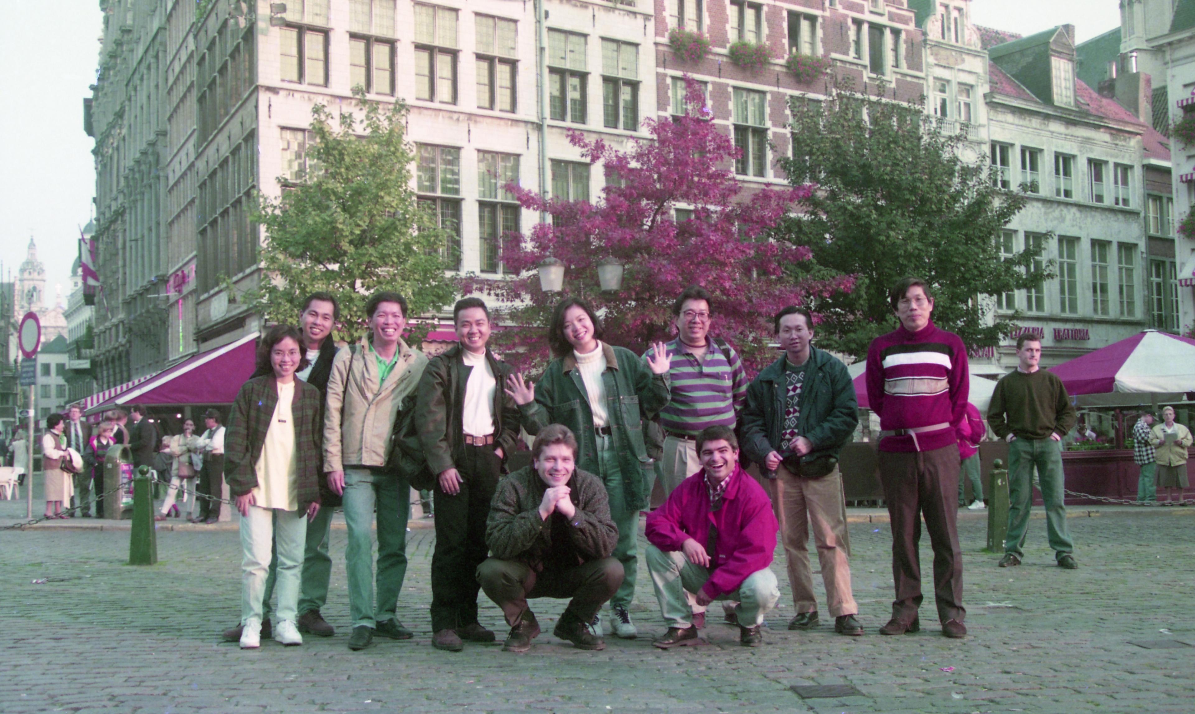Seng Kok (fourth from left) with his course mates during the lighting course in Europe, in 1994.