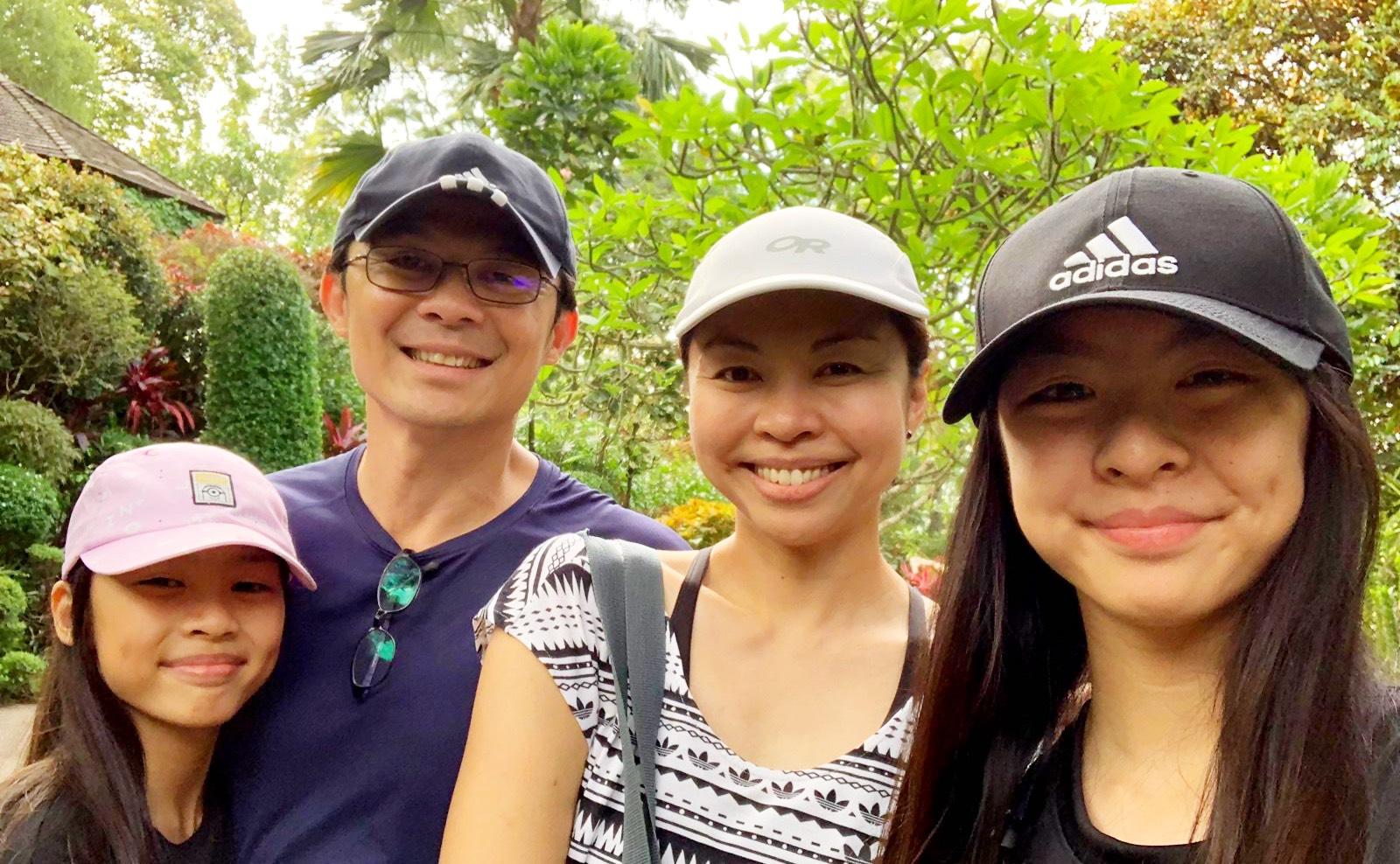 Kane (second from left) with his family (from left) Le Wei, Julie and Le Xuan.