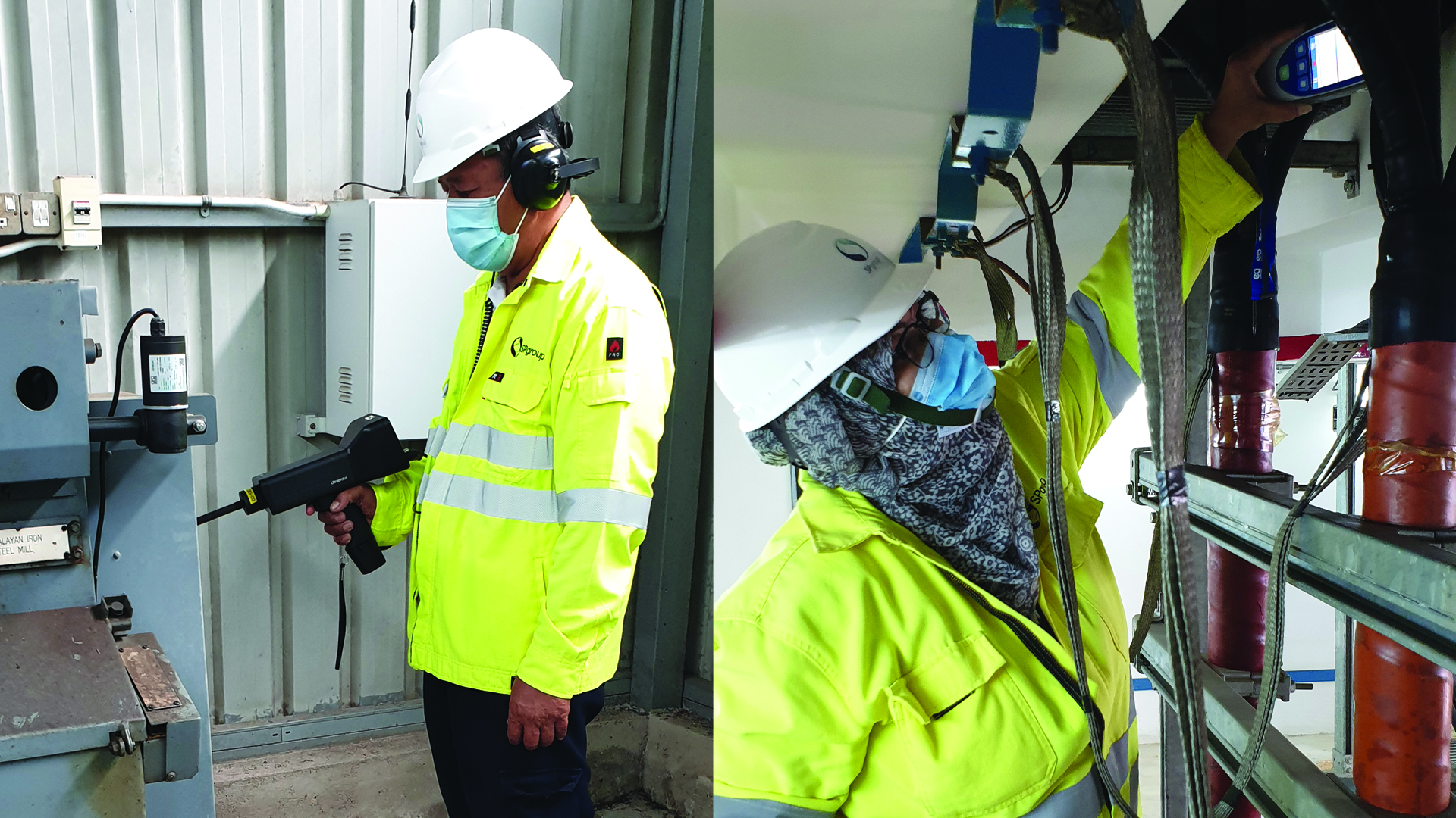 aizan and her colleagues use handheld detectors to detect for abnormalities in the network. This is to prevent faults from developing and causing power disruptions.
